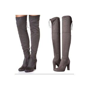 $200 SAM EDELMAN KENT Over the Knee Boot OTK GREY BLOCK HIGHLAND 9
